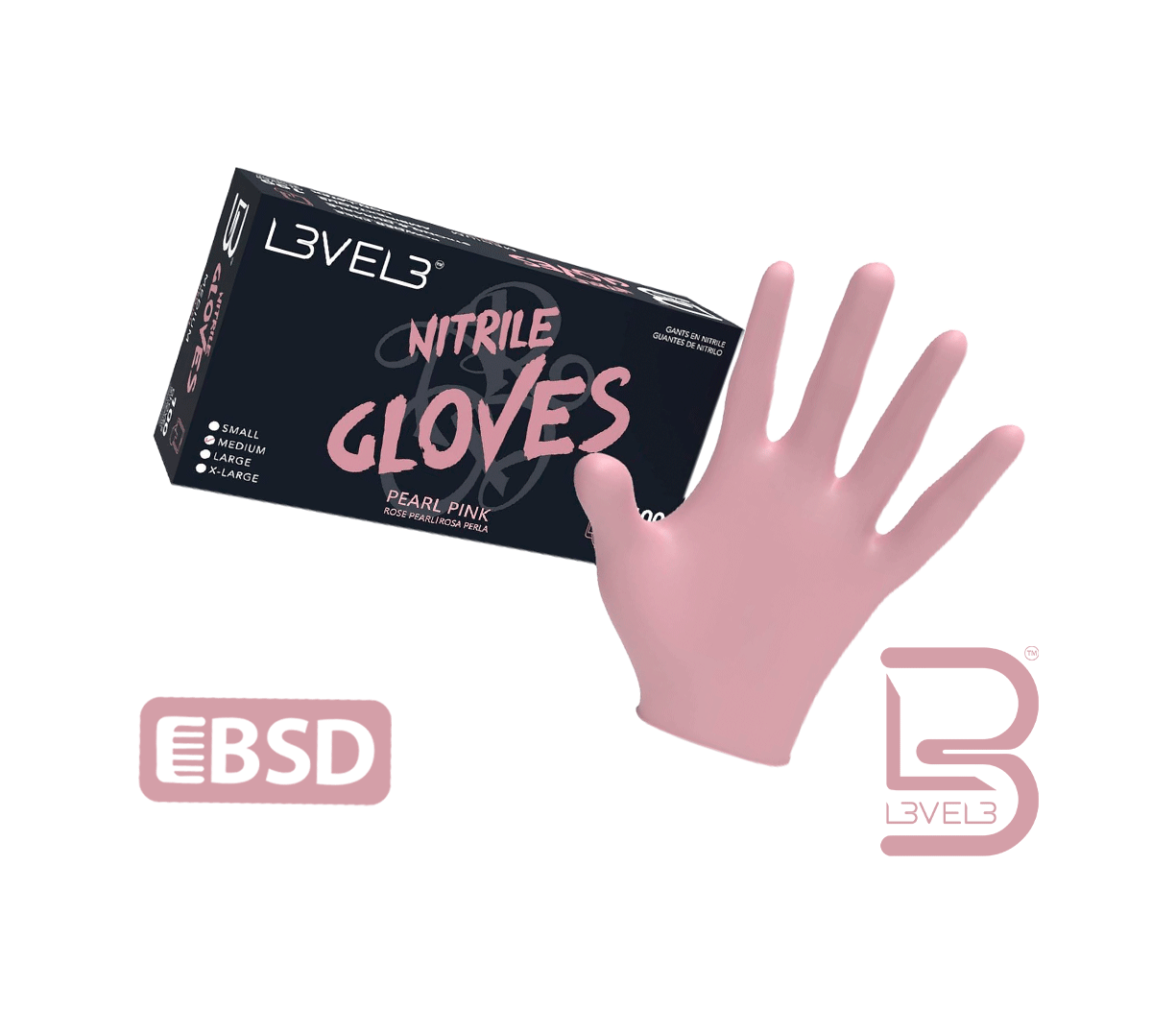 L3vel 3 Guantes De Nitrilo - Rosado, Large