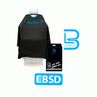 L3VEL3 Barber Cape Black Blue Trim