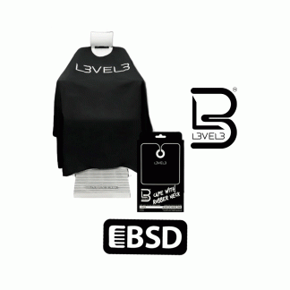 L3VEL3 Barber Cape Black White Trim