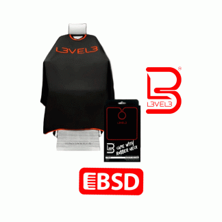 L3VEL3 Barber Cape Black Red Trim